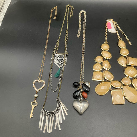 Fashion Statement Necklace Lot of 7 Natasha Boho Nautical Gold Silver Tone