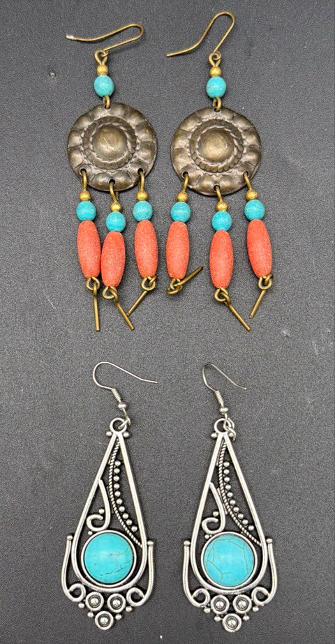 Southwestern Turquoise Tone Costume Jewelry Lot Necklaces Bracelets Earrings