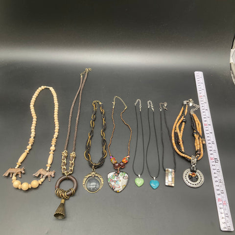 Robert Rose Bohemian Tribal Jewelry Lot 8 Necklaces Millefiori Wood Animal