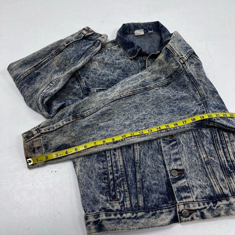 Vintage 90s Energizer Bunny Acid Wash Denim Jacket Back Graphic USA Sz S