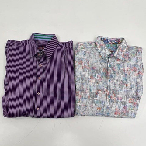 Robert Graham Men's Button-Down Shirts Lot of 2 Multicolor Striped Sz L