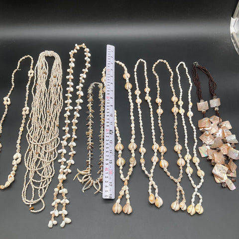 Vintage Island Style Shell Jewelry Lot of 9 Puka Mother of Pearl Necklaces