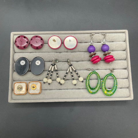 Vintage 1980s 1990s Boho Retro Costume Jewelry Earrings Lot 12 Pairs Geometric