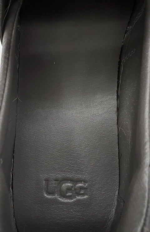 Ugg Libu Grey Leather Slip-On Platform Sneakers Women's Size 7