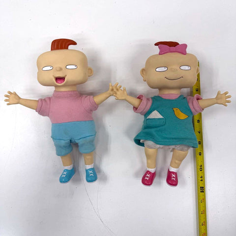 Vintage 1997 Rugrats Phil & Lil DeVille Doll Lot of 2 Viacom Plush Vinyl