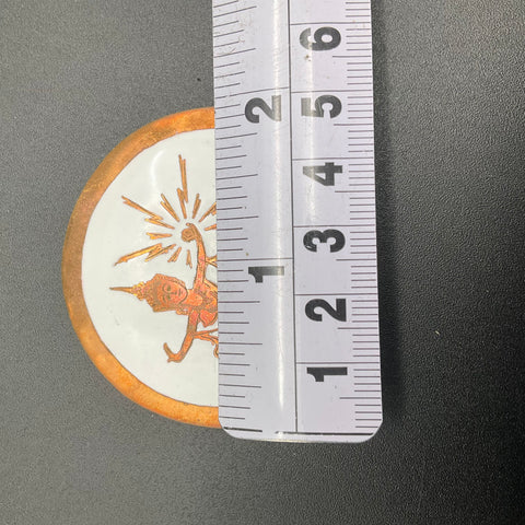 Vintage Siam Thai Mekhala Goddess of Lightning Enamel Copper Brooch 2 Inch