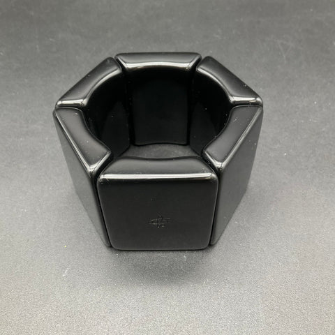 Sobral Jackie Brazil Sabrina Black Resin Geometric Block Stretch Bracelet 7.25"