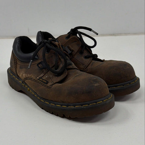 Vintage Dr Martens 0071 Brown Leather Steel Toe Industrial Oxford Shoes Size 9