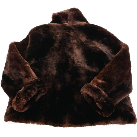 Vintage 60s Union Made Dark Brown Genuine Fur Coat Unlined Mid Length Sz M L