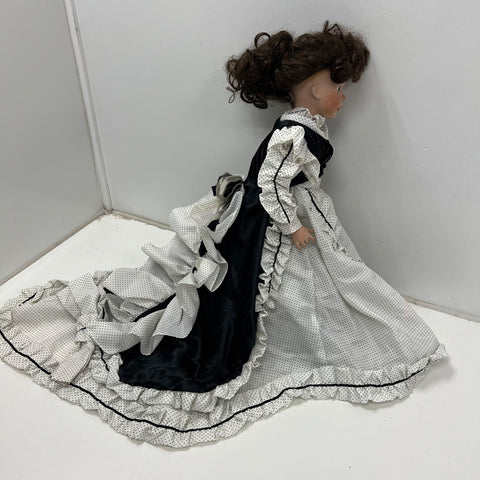 Janis Berard Porcelain Artist Doll Victorian Dress Black White 24" Limited Ed