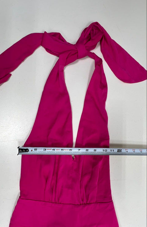 Banana Republic Women's Pink Halter Maxi Dress V-Neck Tie Neck Pleated Sz 4 NWT