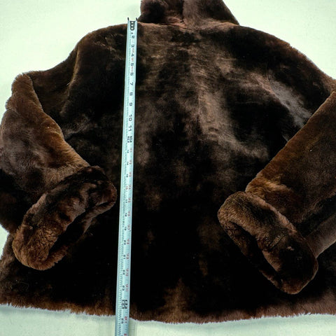 Vintage 60s Union Made Dark Brown Genuine Fur Coat Unlined Mid Length Sz M L