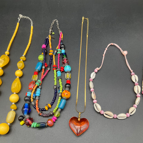 Mixed Fashion Necklace Jewelry Lot 8pc Beaded Shell Statement Boho Styles