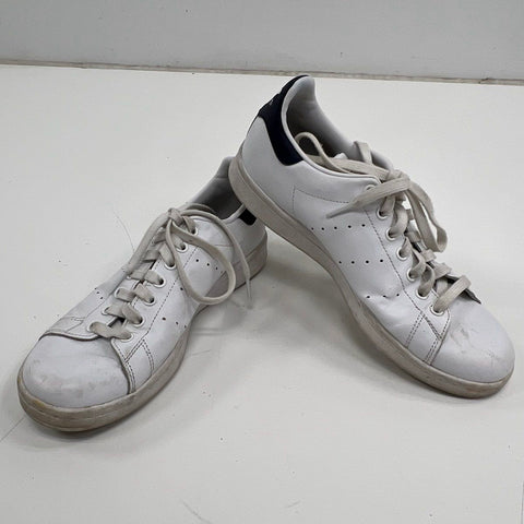 Adidas Stan Smith S81020 White Navy Leather Low Top Sneakers Size 8.5