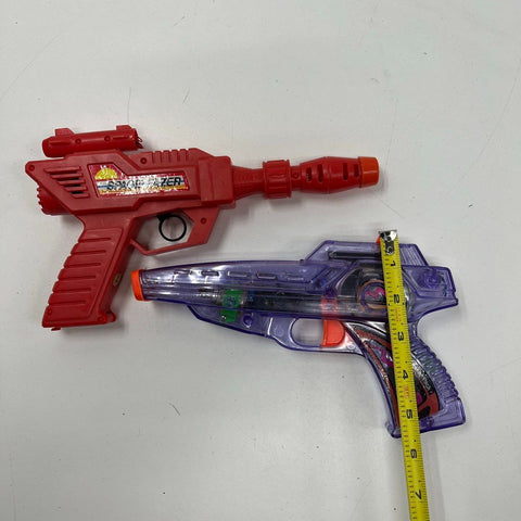 Vintage Lot of 2 Space Fazer & SRM Toys Red Purple Ray Gun Blaster Toy Guns
