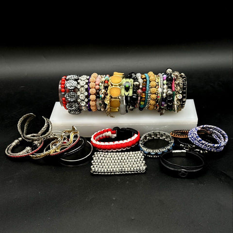 Vintage to Modern Mixed Costume Jewelry Lot of 35+ Bracelets Bangles Cuffs