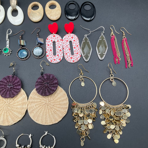 Fashion Costume Jewelry Earring Lot of 21 Pairs Boho Statement Hoops Dangles
