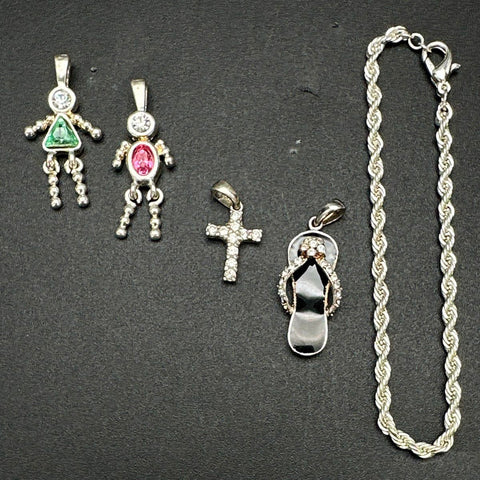 Mixed Silver Tone Fashion Jewelry Lot Necklaces Earrings Pendants Charms