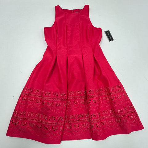 Jessica Howard Pink Eyelet Cutout Hem A-Line Dress Women's 16 NWT