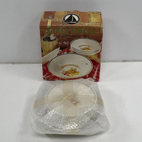 Ciao Italia 5 Piece Pasta Bowl Set Ceramic Serving Set Made in Italy Vintage