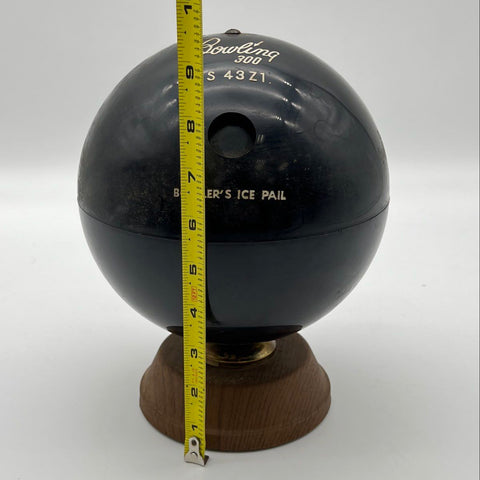 Vintage Bowling 300 Ice Pail Bowlers Ice Bucket BS 43 Z1 Black With Wood Base