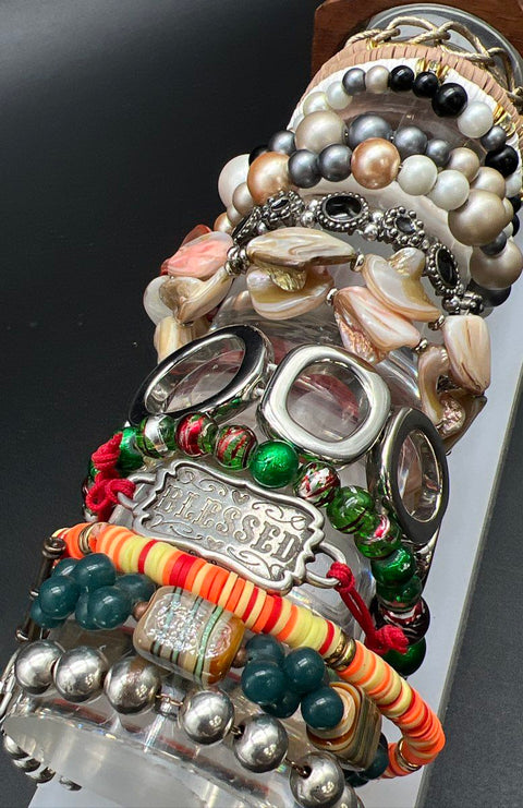 Vintage Modern Jewelry Lot of 26 Bracelets Wood Bangle Beaded Charms Bangles
