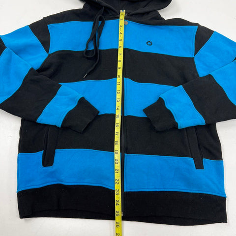 South Pole Men's Blue Black Striped Full Zip Hoodie Streetwear Sz M