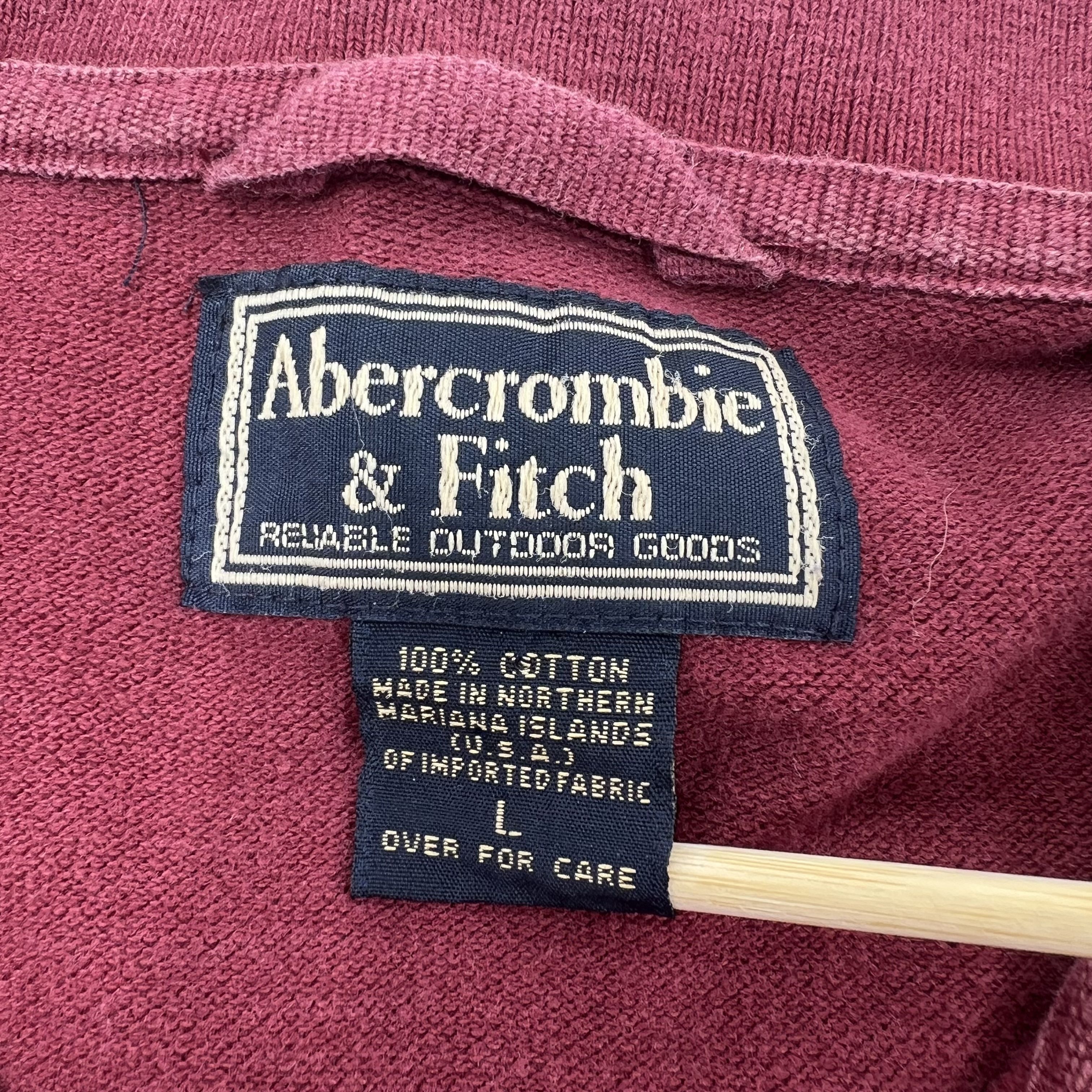 Vintage 1990s Abercrombie and Fitch Red Burgundy Polo Men's Large