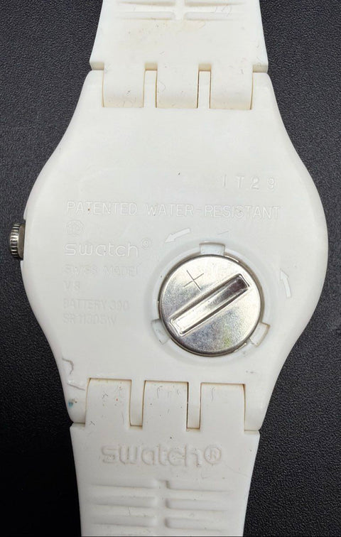 Swatch White Silicone Swiss Quartz Watch Colorful Dial