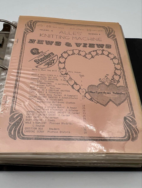 Alles' Knitting Machine News & Views Newsletter Lot Binder Patterns 1979-1980