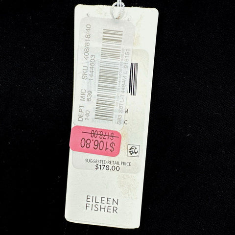 Eileen Fisher Women's Black Viscose Stretch Crepe Sleeveless Slit Dress Sz L NWT