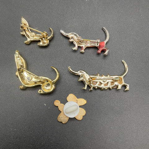 Dachshund Jewelry Lot 925 Sterling Silver Huggies Anthropologie JJ Pins 7pc