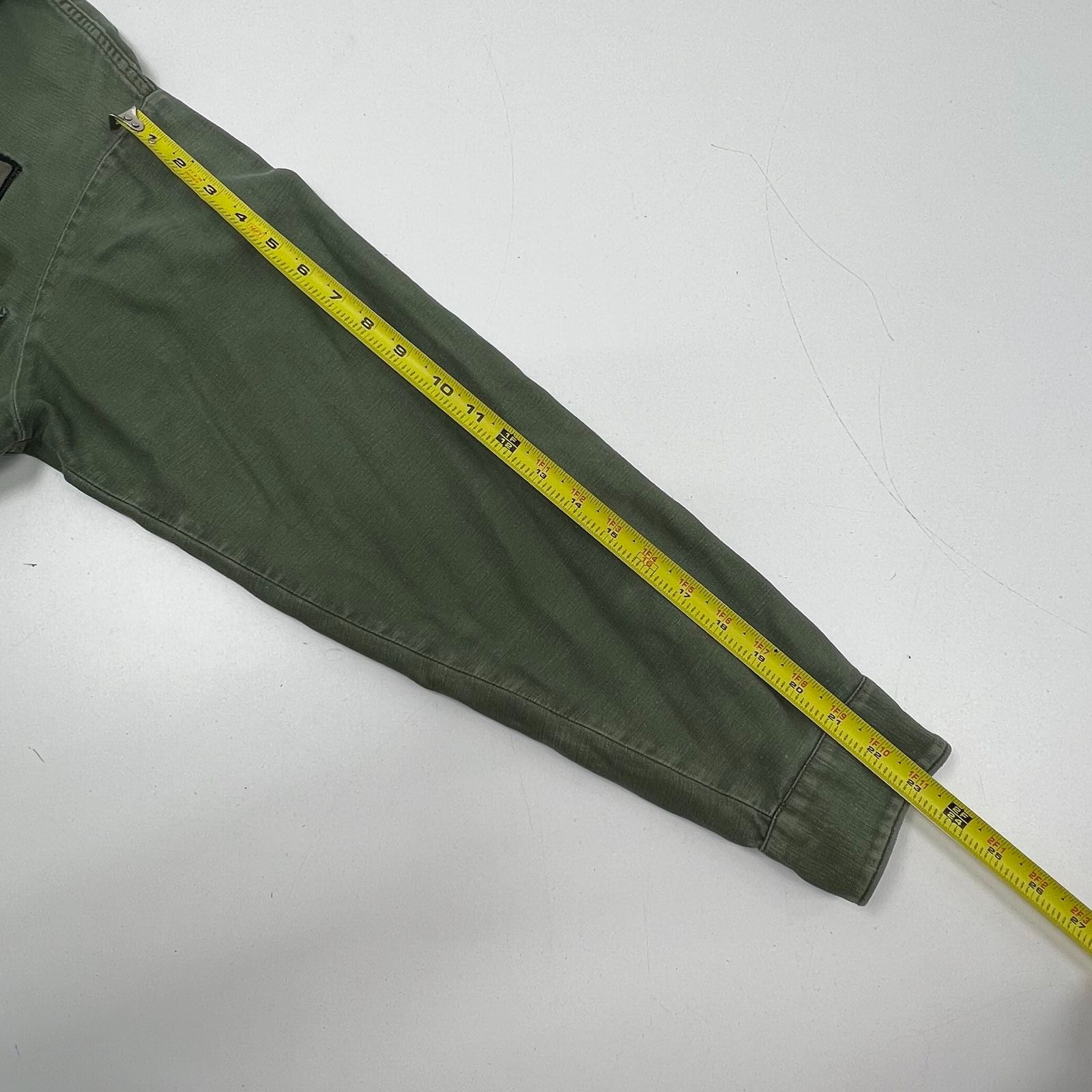 Vintage 60s US Army OD Green OG-107 Cotton Sateen Field Shirt Jacket Mens S