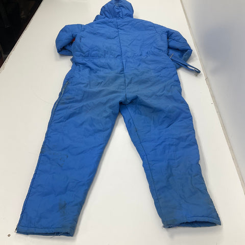 Vintage 70s JC Penney Blue Red Colorblock Puffer Hooded Snowmobile Snowsuit