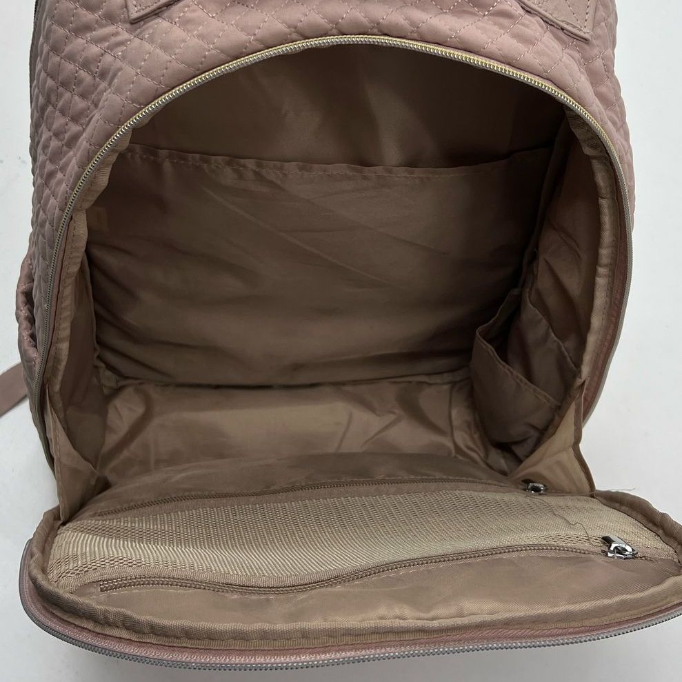 Bagsmart Dusty Pink Gold Tone Women's Quilted Laptop School Travel Backpack