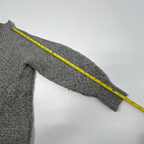 Anthropologie Gray Textured Chunky Knit Mock Neck Pullover Sweater Women's S