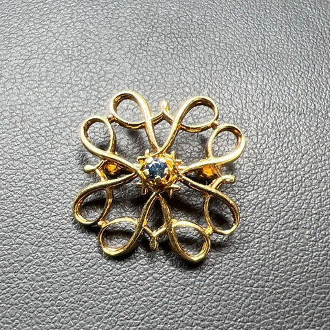 Sterling Silver Blue Stone Pin Brooch 1.94g