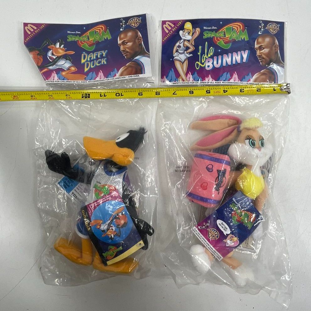 1996 Space Jam McDonald's Daffy Duck Lola Bunny Plush Lot 2pc Sealed New