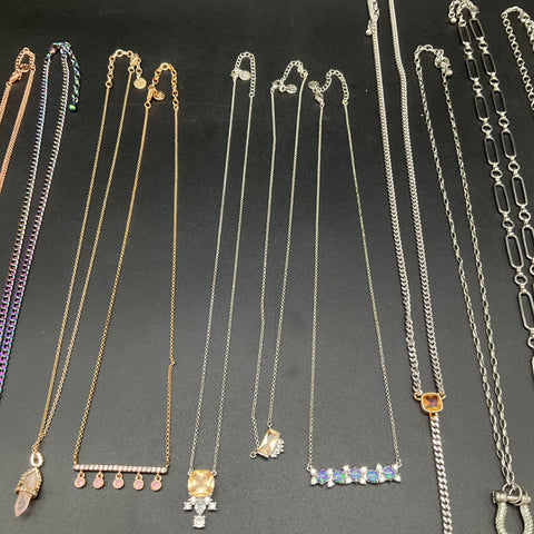 Bomb Party Fashion Jewelry Lot of 13 Necklaces Silver Gold Rose Gold Tone Mixed