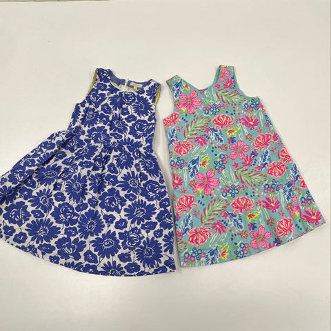 Mini Boden & Tommy Bahama Girls Lot 2 Floral Sleeveless Shift Dresses Sz 7-8