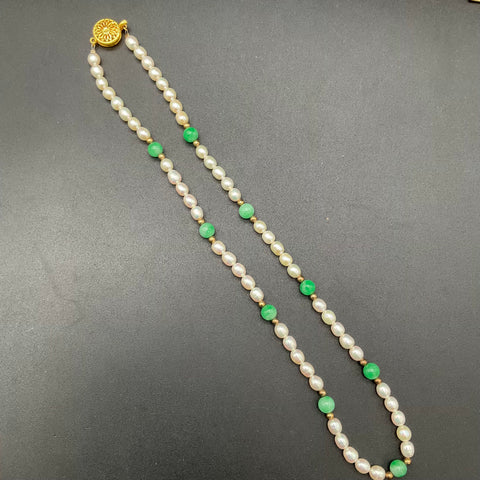Mixed Pearl and Gemstone Style Necklace Lot of 6 Coral Jadeite Shell