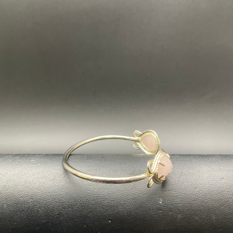 Kendra Scott Gold Tone Pink Stone Open Cuff Bracelet Adjustable Signed