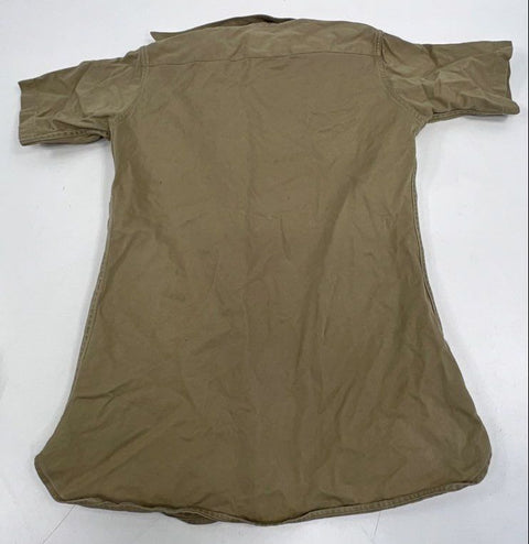 Vintage Military Issue Khaki Cotton Twill Utility Shirt Lot of 2 Men's S