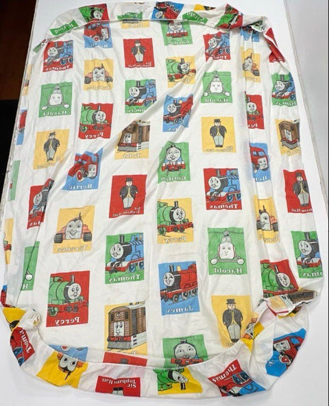 Vintage 90s Thomas and Friends Character Grid Twin Sheet Set Sz Twin