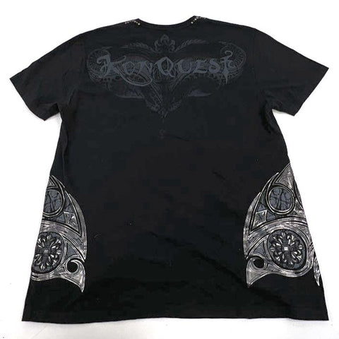 Y2K Konquest MMA Style Bull Horns Graphic Tee Studded Made in USA Sz XL