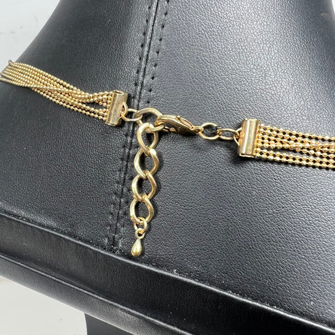 Vintage Rhinestone Tassel Necklace MCM Gold Tone Bling