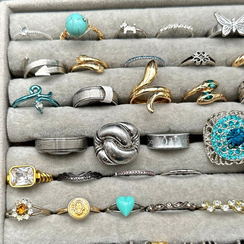 Fashion Jewelry Lot 60+ Rings Cuffs Gold Silver Tone Vintage Modern Styles
