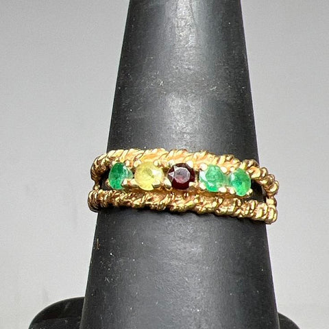 10K Yellow Gold Multi-Stone Ring Size 7.5 2.69g