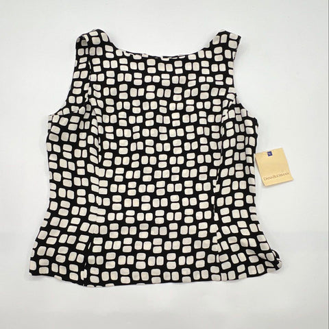 Vintage 90s Dana Buchman Women's Silk Blouse Black Geometric Sz 10 NWT