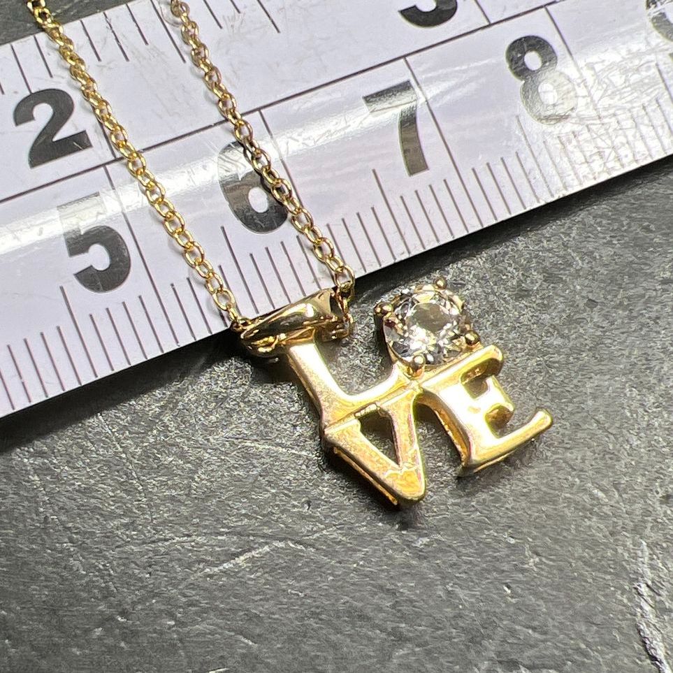 18K Over Sterling Silver LOVE Topaz Necklace 2.35g NIB